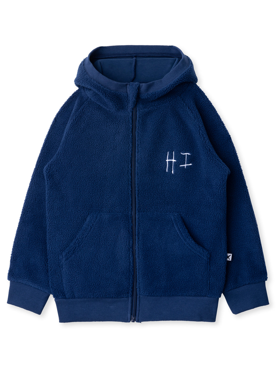 Minti kids clothing. Super cosy and soft Zip Up made in teddy with 2x2 rib cuffs and hem. Front pocket to keep hands warm. 70% Polyester // 30% Cotton.