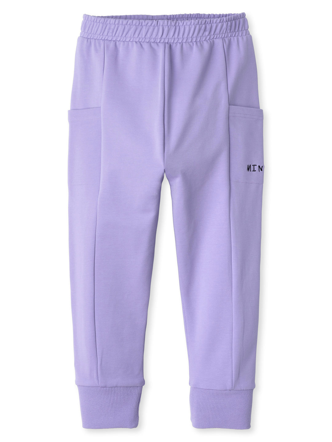 Minti kids clothing. Super cosy slip on trackies with elasticated waistband, drop crotch, super cool side pockets and 2x2 rib cuffs. 320 Gram // 95% Cotton // 5% Elastane.