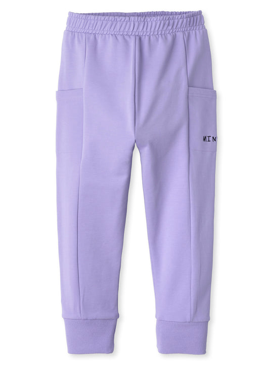 Minti kids clothing. Super cosy slip on trackies with elasticated waistband, drop crotch, super cool side pockets and 2x2 rib cuffs. 320 Gram // 95% Cotton // 5% Elastane.