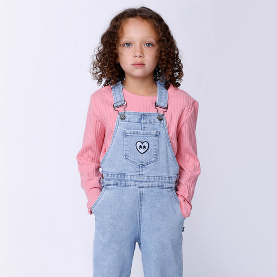 Minti Happy Heart Denim Overalls