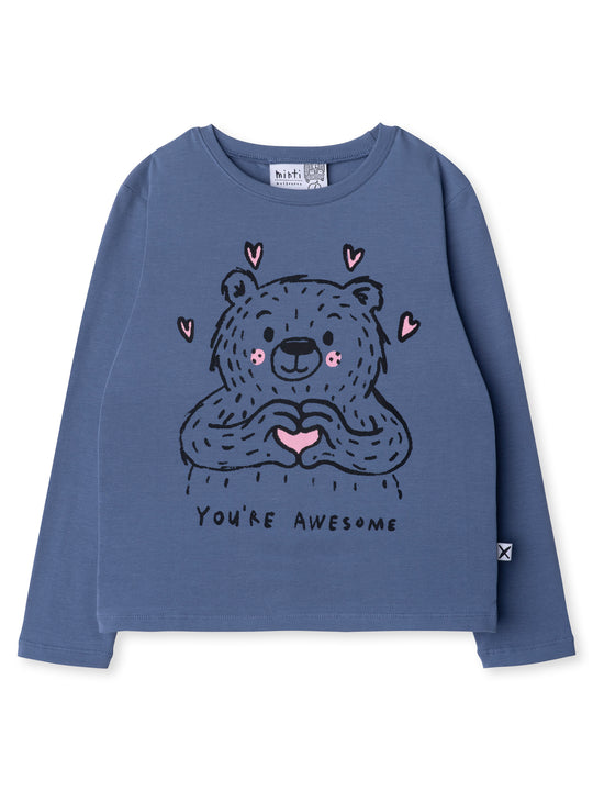Minti kids clothing. Boxy style long sleeved tee. 190 Gram // 95% Cotton // 5% Elastane.