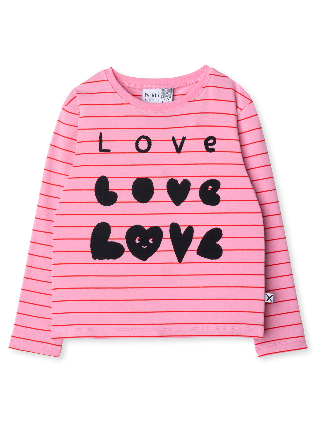Minti kids clothing. Boxy style long sleeved tee. 190 Gram // 95% Cotton // 5% Elastane.