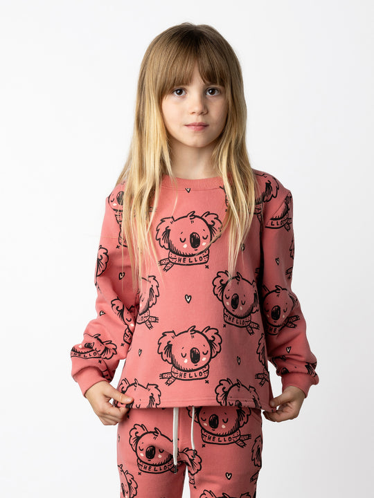 Minti kids clothing. Boxy crew with 2x2 rib neck and cuffs. 330 Gram // Brushed Inside // 95% Cotton // 5% Elastane.