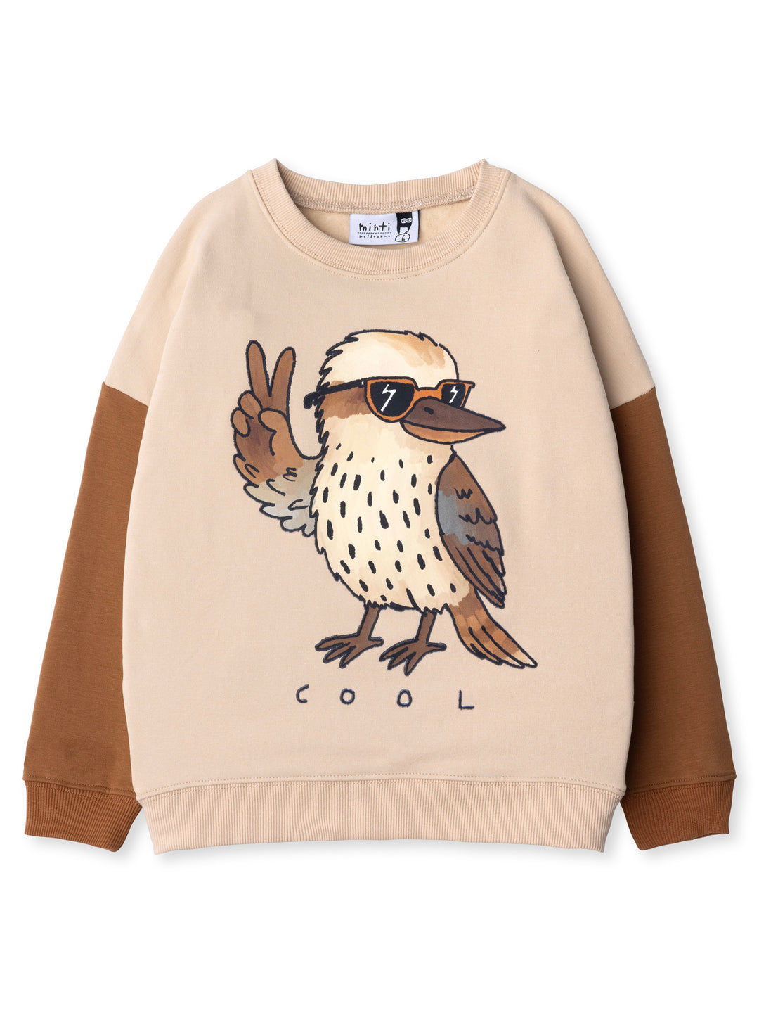 Minti kids clothing. Super cosy oversized fit crew with drop shoulder detail. 2x2 Rib at the neck, hem and cuffs. 330 Gram // Brushed Inside // 95% Cotton // 5% Elastane.