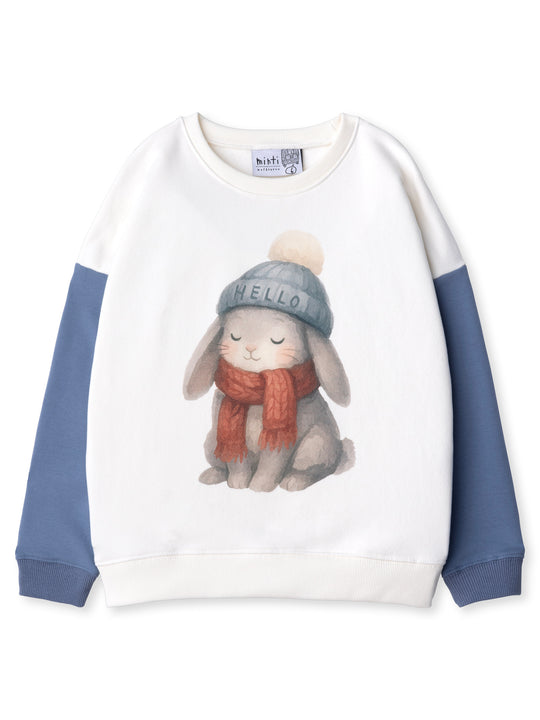 Minti kids clothing. Super cosy oversized fit crew with drop shoulder detail. 2x2 Rib at the neck, hem and cuffs. 330 Gram // Brushed Inside // 95% Cotton // 5% Elastane.