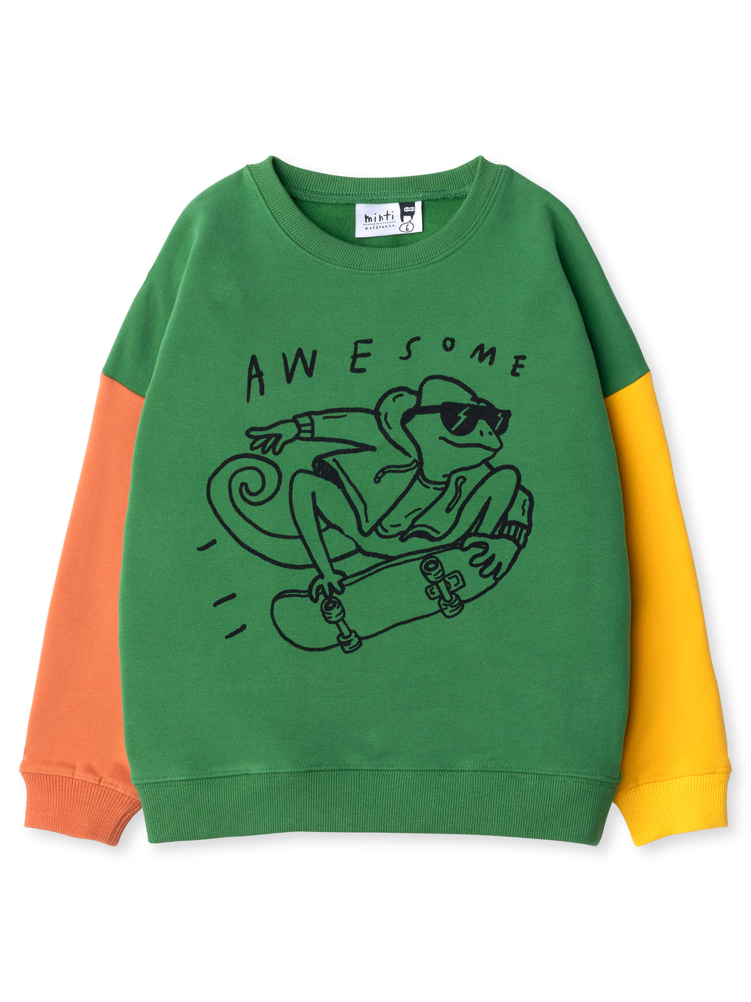 Minti kids clothing. Super cosy oversized fit crew with drop shoulder detail. 2x2 Rib at the neck, hem and cuffs. 330 Gram // Brushed Inside // 95% Cotton // 5% Elastane.