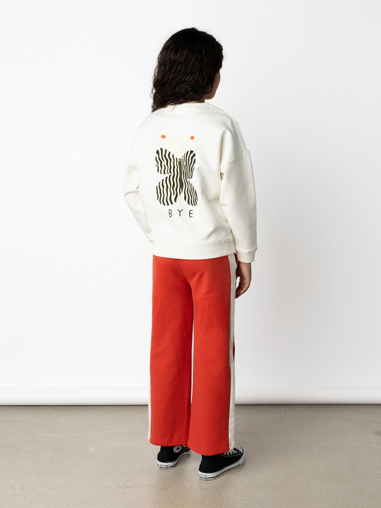Minti kids clothing. Super cosy oversized fit crew with drop shoulder detail. 2x2 Rib at the neck, hem and cuffs. 330 Gram // Brushed Inside // 95% Cotton // 5% Elastane.