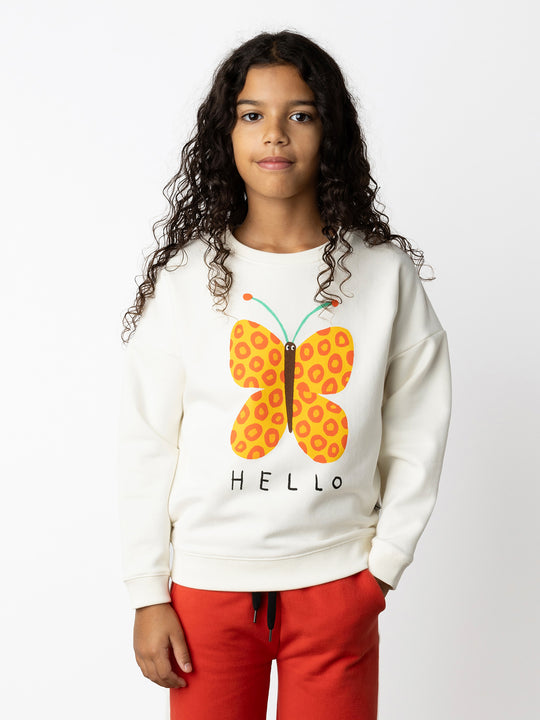 Minti kids clothing. Super cosy oversized fit crew with drop shoulder detail. 2x2 Rib at the neck, hem and cuffs. 330 Gram // Brushed Inside // 95% Cotton // 5% Elastane.