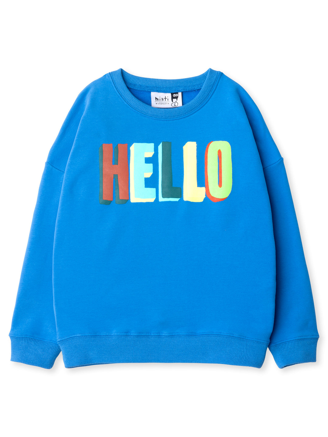 Minti kids clothing. Super cosy oversized fit crew with drop shoulder detail. 2x2 Rib at the neck, hem and cuffs. 330 Gram // Brushed Inside // 95% Cotton // 5% Elastane.