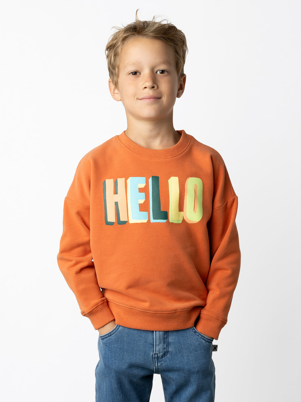 Minti kids clothing. Super cosy oversized fit crew with drop shoulder detail. 2x2 Rib at the neck, hem and cuffs. 330 Gram // Brushed Inside // 95% Cotton // 5% Elastane.