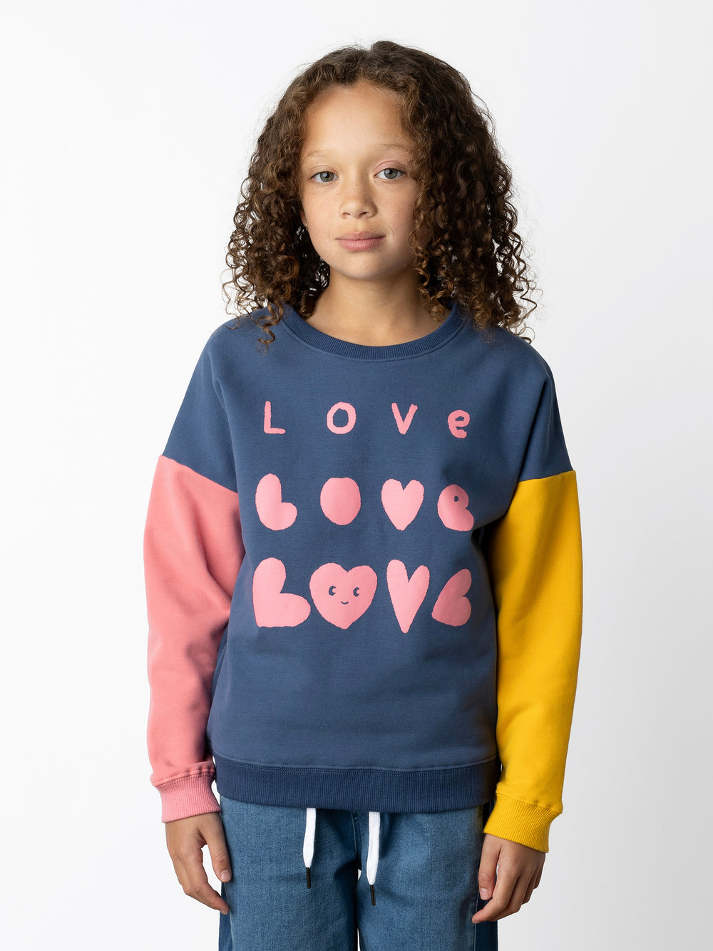 Minti kids clothing. Super cosy oversized fit crew with drop shoulder detail. 2x2 Rib at the neck, hem and cuffs. 330 Gram // Brushed Inside // 95% Cotton // 5% Elastane.