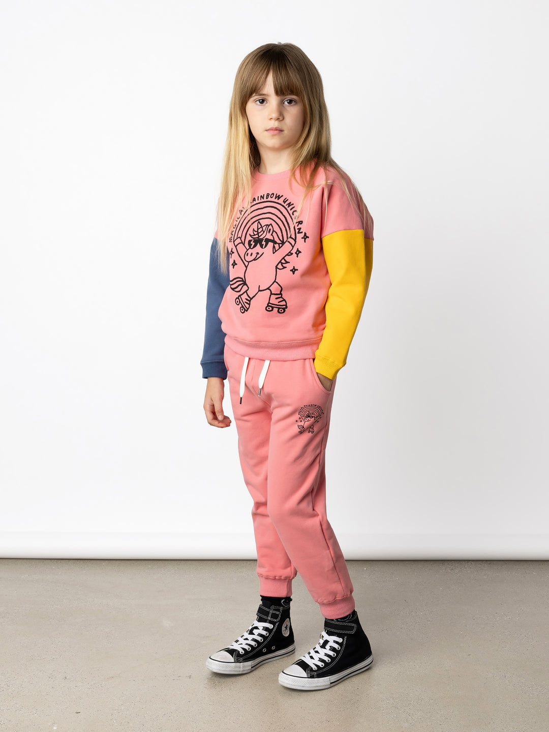 Minti kids clothing. Super cosy oversized fit crew with drop shoulder detail. 2x2 Rib at the neck, hem and cuffs. 330 Gram // Brushed Inside // 95% Cotton // 5% Elastane.