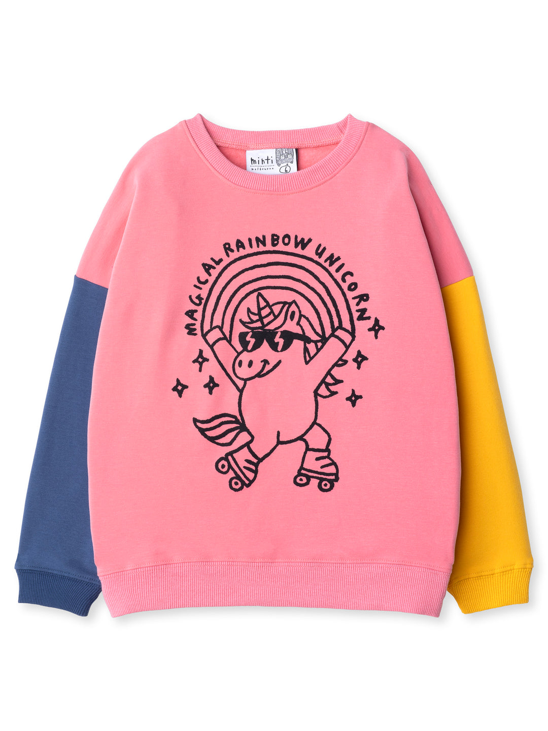 Minti kids clothing. Super cosy oversized fit crew with drop shoulder detail. 2x2 Rib at the neck, hem and cuffs. 330 Gram // Brushed Inside // 95% Cotton // 5% Elastane.
