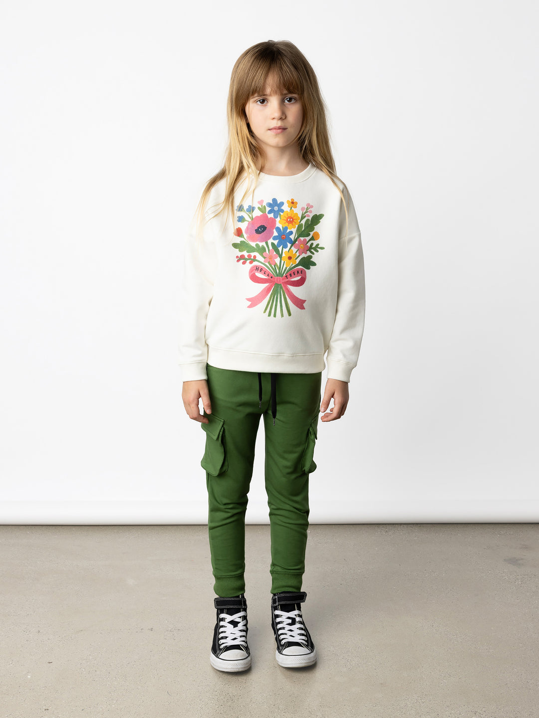 Minti kids clothing. Super cosy oversized fit crew with drop shoulder detail. 2x2 Rib at the neck, hem and cuffs. 330 Gram // Brushed Inside // 95% Cotton // 5% Elastane.