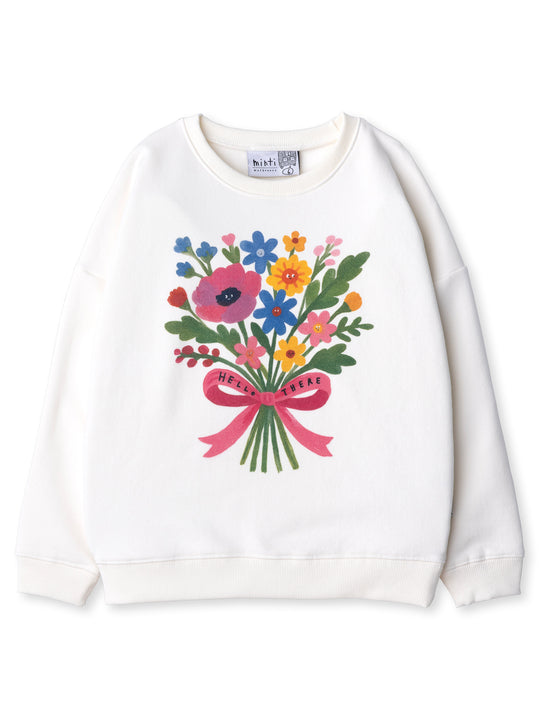 Minti kids clothing. Super cosy oversized fit crew with drop shoulder detail. 2x2 Rib at the neck, hem and cuffs. 330 Gram // Brushed Inside // 95% Cotton // 5% Elastane.