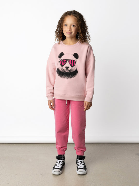 Minti kids clothing. Super cosy oversized fit crew with drop shoulder detail. 2x2 Rib at the neck, hem and cuffs. 330 Gram // Brushed Inside // 95% Cotton // 5% Elastane.