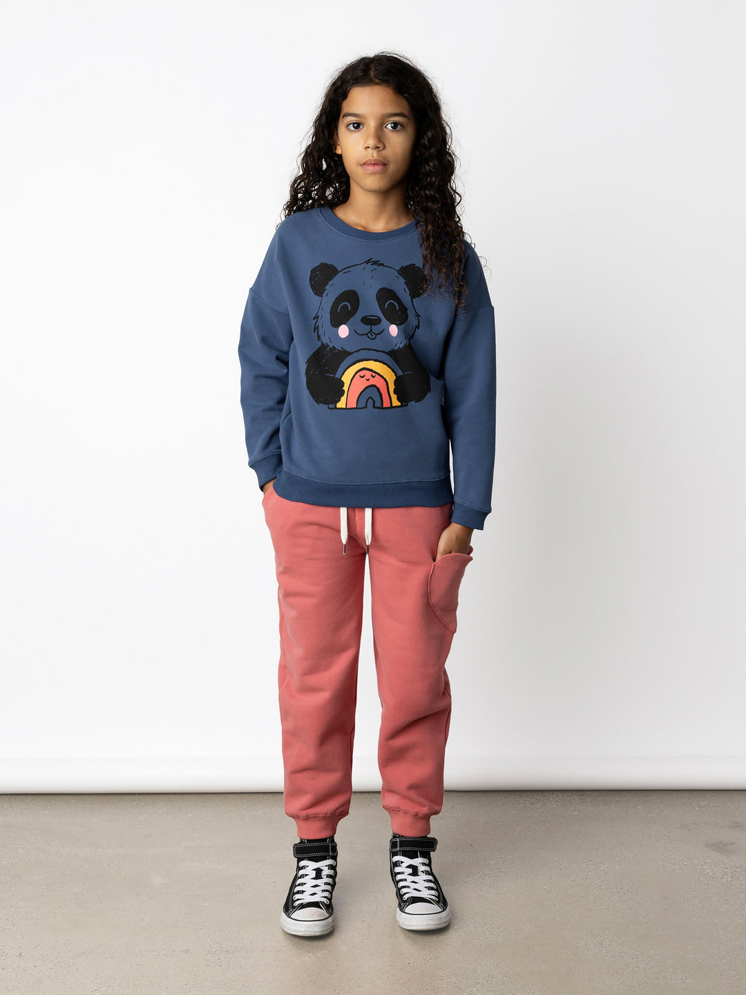 Minti kids clothing. Super cosy oversized fit crew with drop shoulder detail. 2x2 Rib at the neck, hem and cuffs. 330 Gram // Brushed Inside // 95% Cotton // 5% Elastane.
