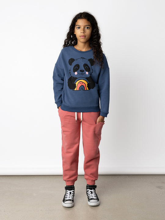 Minti kids clothing. Super cosy oversized fit crew with drop shoulder detail. 2x2 Rib at the neck, hem and cuffs. 330 Gram // Brushed Inside // 95% Cotton // 5% Elastane.