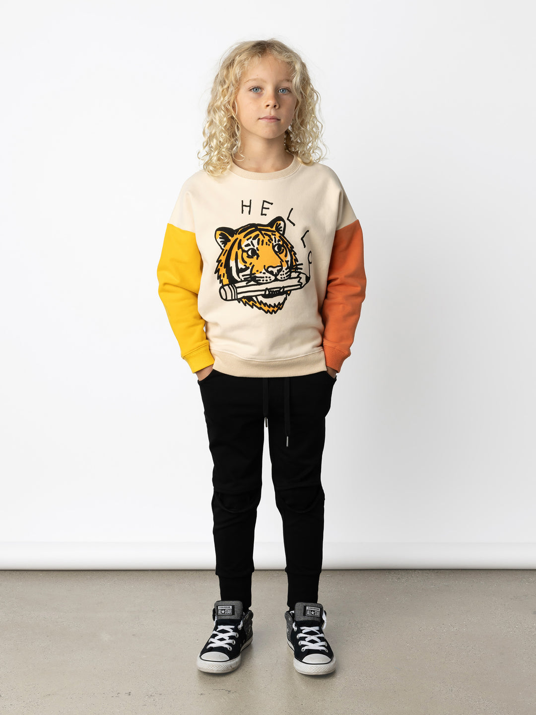 Minti kids clothing. Super cosy oversized fit crew with drop shoulder detail. 2x2 Rib at the neck, hem and cuffs. 330 Gram // Brushed Inside // 95% Cotton // 5% Elastane.