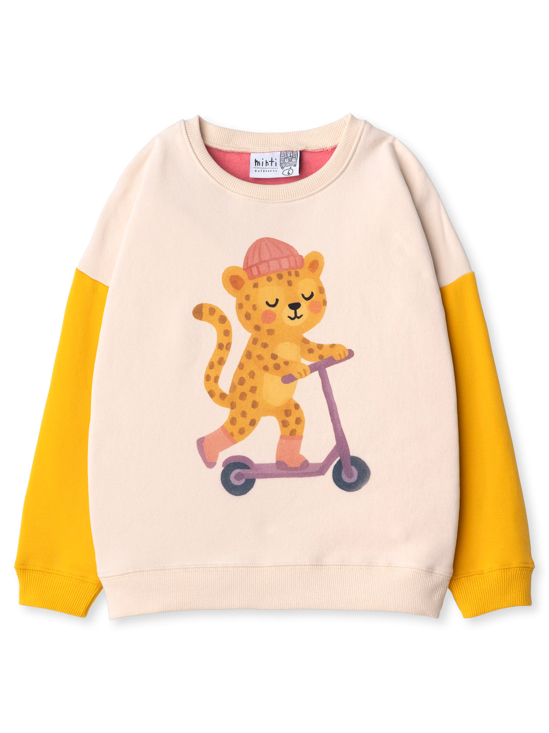 Minti kids clothing. Super cosy oversized fit crew with drop shoulder detail. 2x2 Rib at the neck, hem and cuffs. 330 Gram // Brushed Inside // 95% Cotton // 5% Elastane.