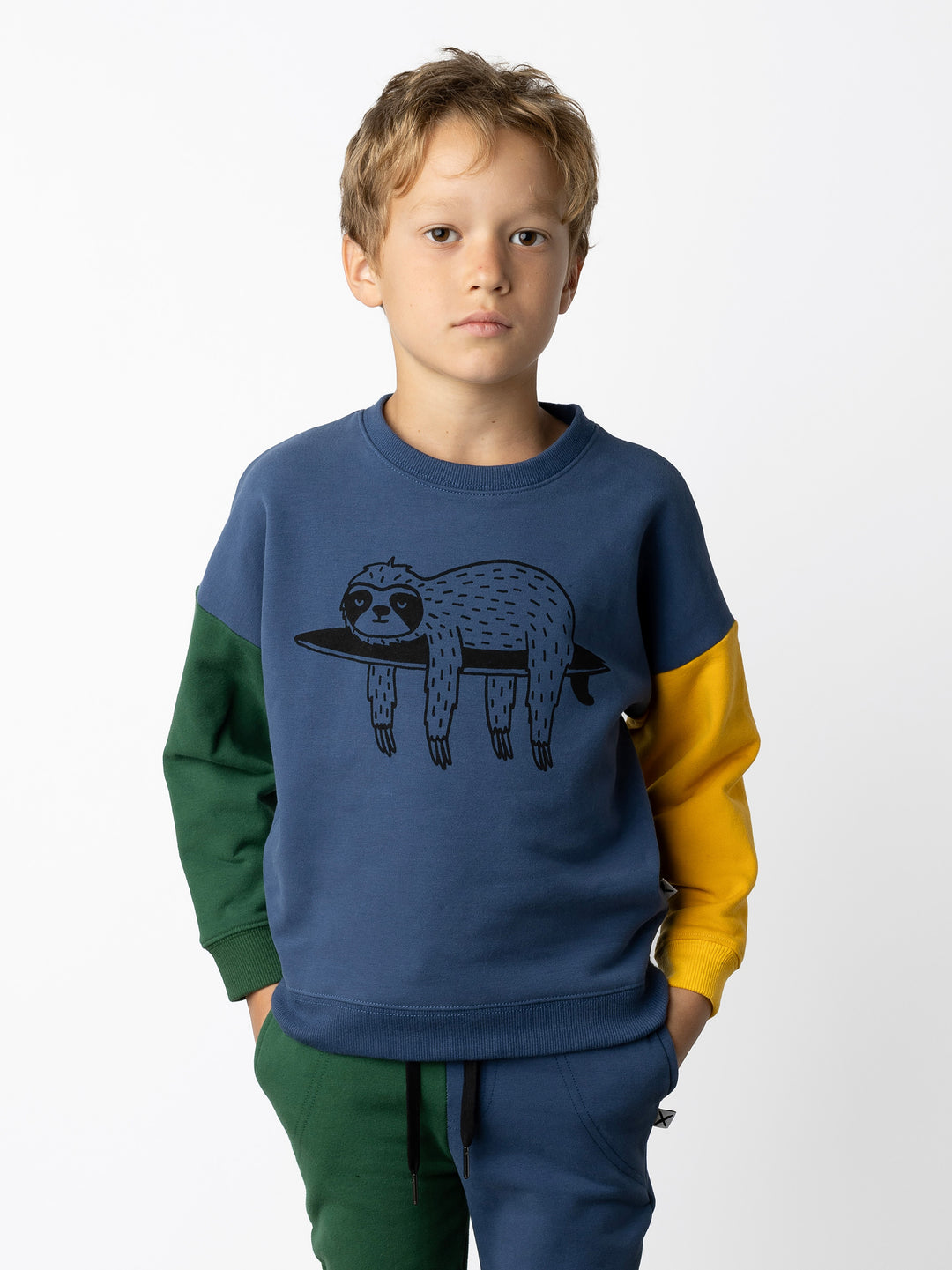 Minti kids clothing. Super cosy oversized fit crew with drop shoulder detail. 2x2 Rib at the neck, hem and cuffs. 330 Gram // Brushed Inside // 95% Cotton // 5% Elastane.