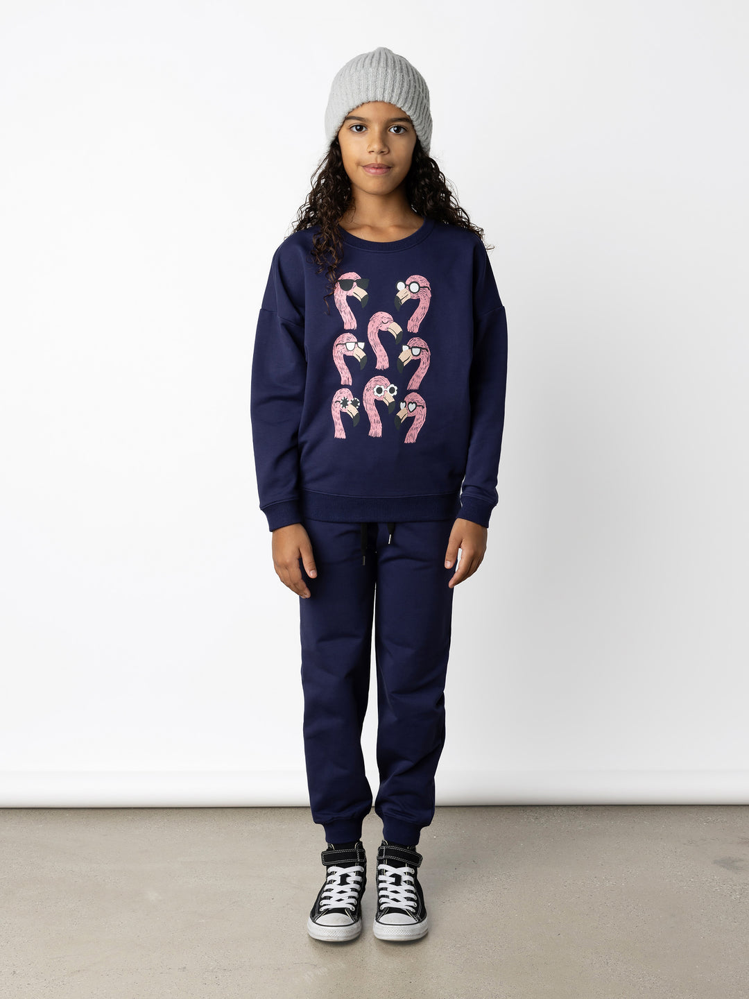 Minti kids clothing. Super cosy oversized fit crew with drop shoulder detail. 2x2 Rib at the neck, hem and cuffs. 320 Gram // 95% Cotton // 5% Elastane.