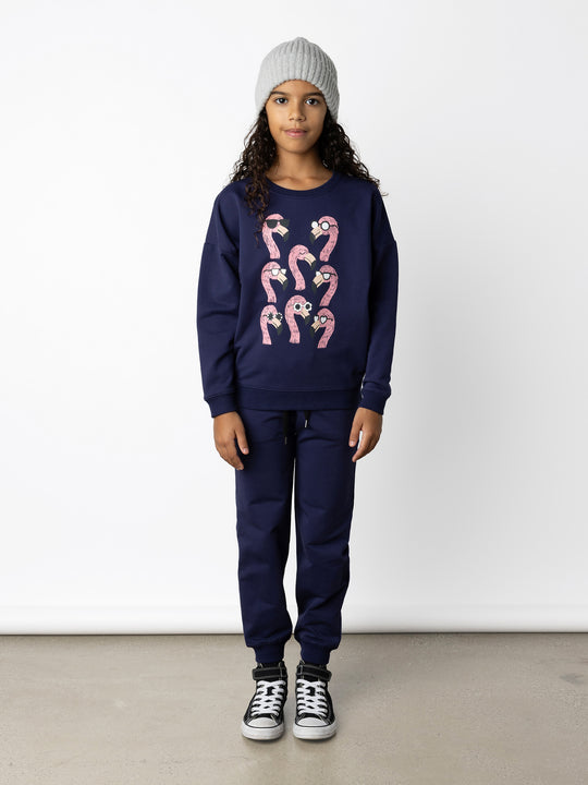Minti kids clothing. Super cosy oversized fit crew with drop shoulder detail. 2x2 Rib at the neck, hem and cuffs. 320 Gram // 95% Cotton // 5% Elastane.
