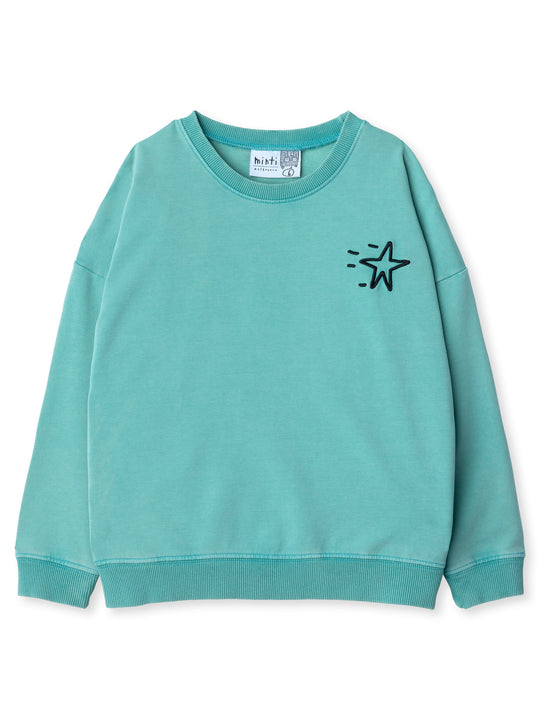 Minti kids clothing. Super cosy oversized fit crew with drop shoulder detail. 2x2 Rib at the neck, hem and cuffs. 260 Gram // 95% Cotton // 5% Elastane.