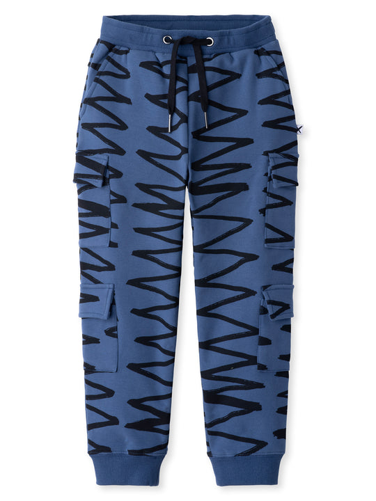 Minti kids clothing. Awesome trackies with slightly wider legs, elastic waistband, front pockets, shoestring cords and 4 super cool cargo pockets for treasures or cold hands. 330 Gram // Brushed Inside // 95% Cotton // 5% Elastane.