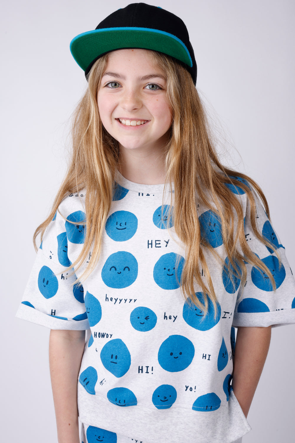 Minti Hello Faces Short Sleeve Crew