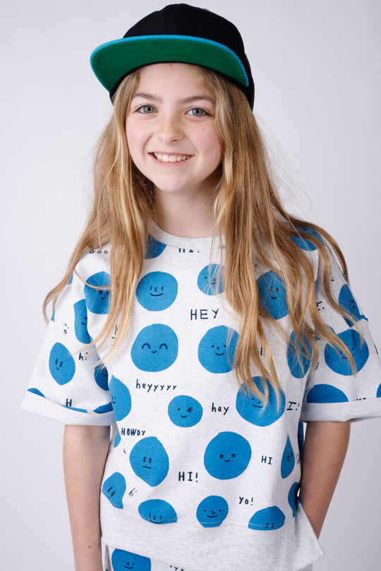 Minti Hello Faces Short Sleeve Crew