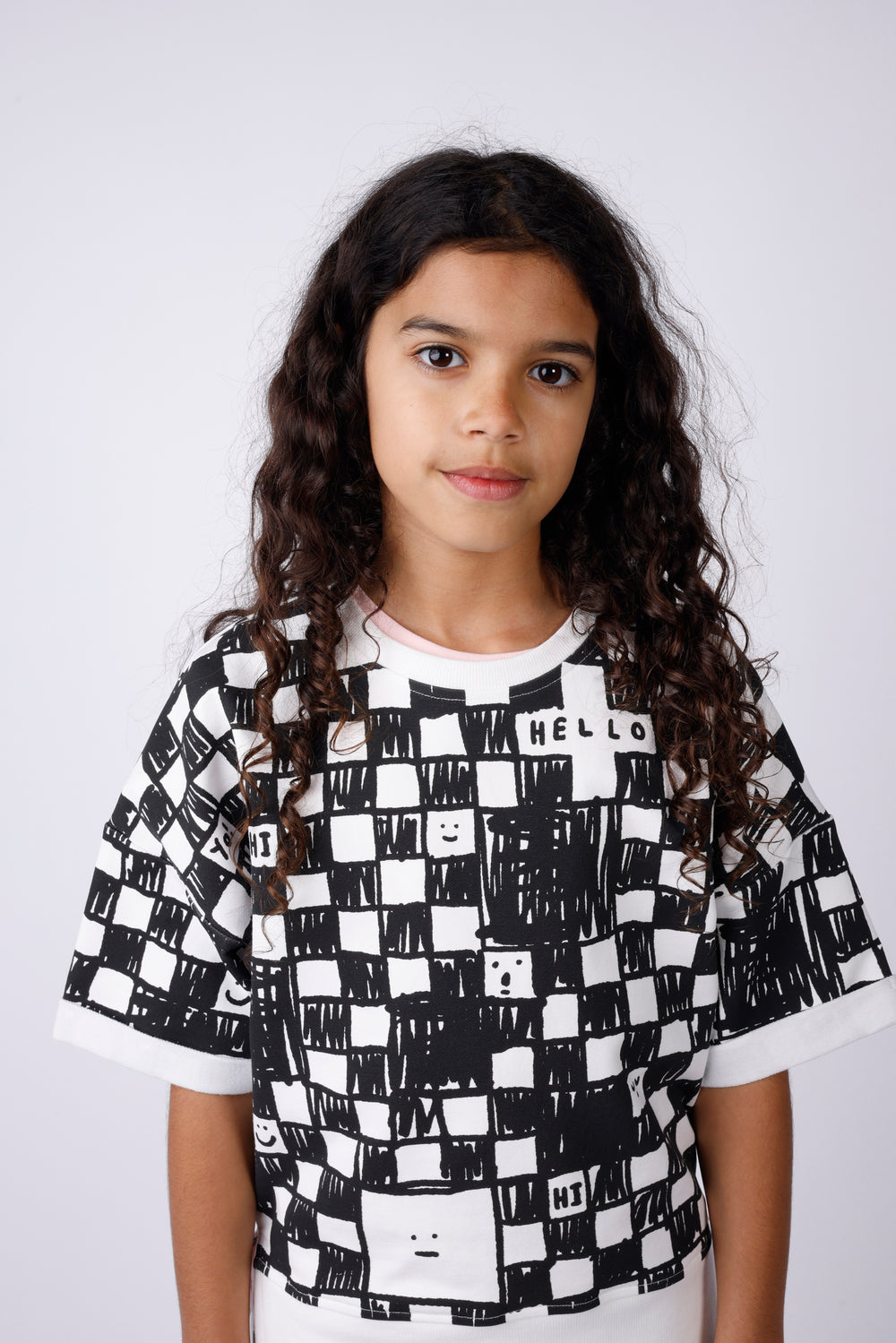 Minti Sketchy Grid Short Sleeve Crew