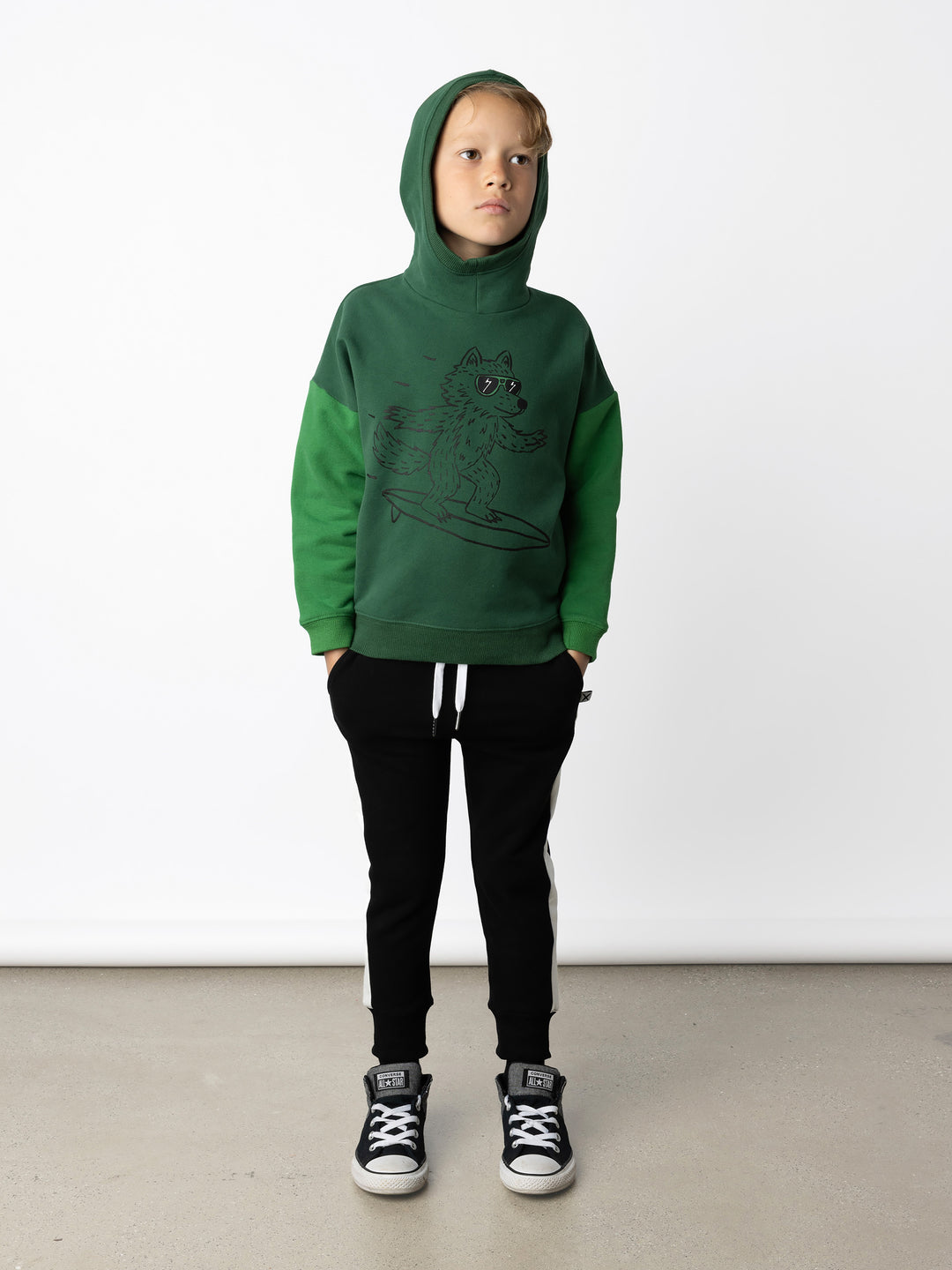 Minti kids clothing. Super cosy oversized fit hoodie with drop shoulder detail. 2x2 Rib on the hood edge, hem and cuffs. 330 Gram // Brushed Inside // 95% Cotton // 5% Elastane.