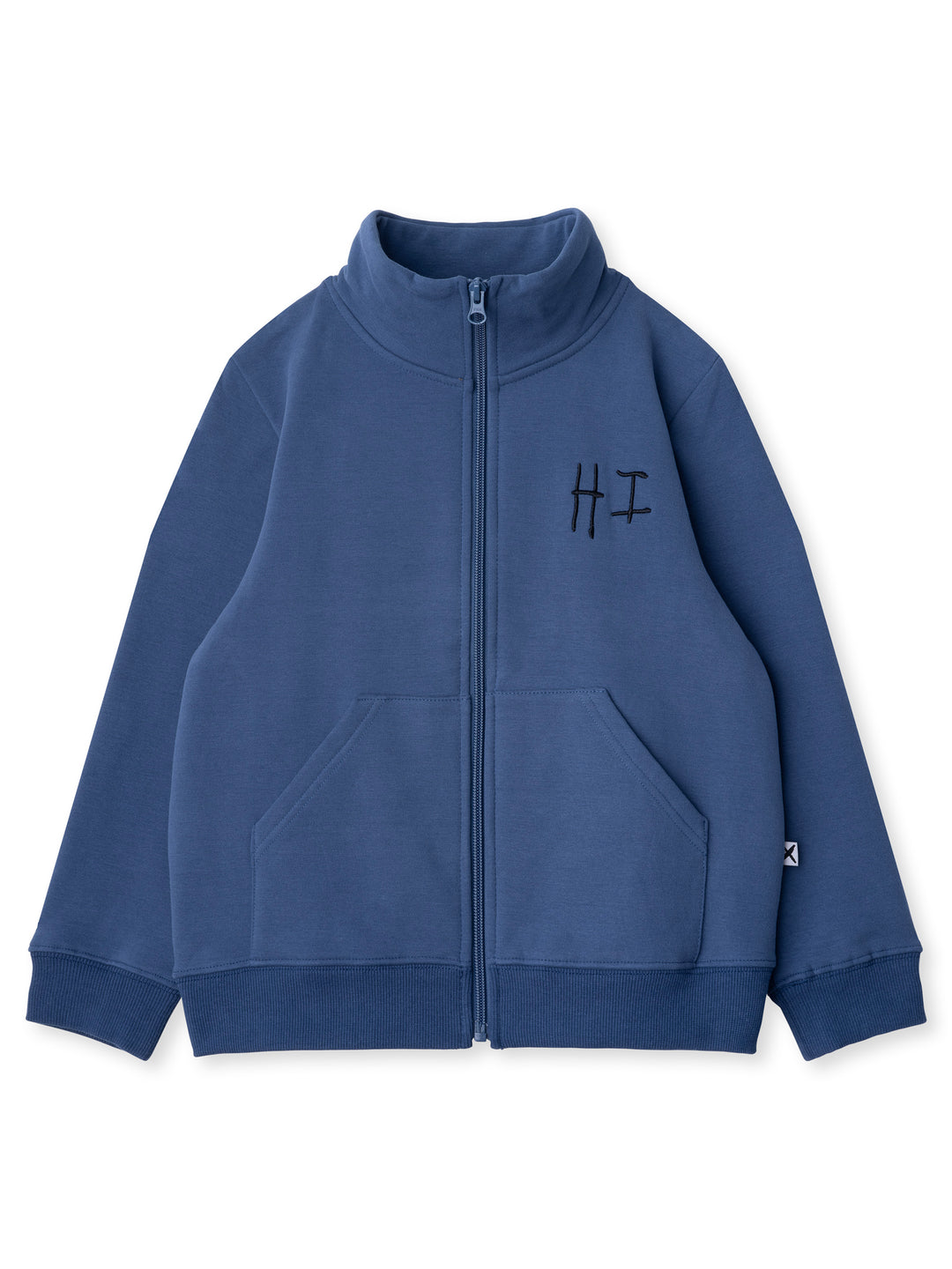 Minti kids clothing. Super cosy and soft zip up high neck crew with 2x2 Rib cuffs and hem. Front kangaroo pocket to keep hands warm. 330 Gram // Brushed Inside // 95% Cotton // 5% Elastane.