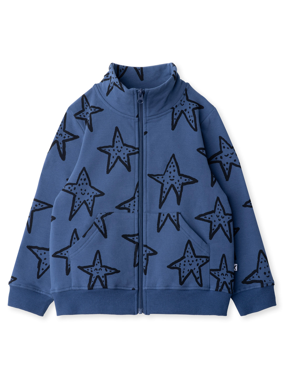 Minti kids clothing. Super cosy and soft zip up high neck crew with 2x2 Rib cuffs and hem. Front kangaroo pocket to keep hands warm. 330 Gram // Brushed Inside // 95% Cotton // 5% Elastane.