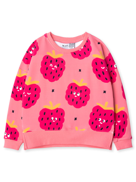 Minti kids clothing. Super cosy crew with drop shoulder detail and split hem. 2x2 Rib at the neck and hem. 260 Gram // 95% Cotton // 5% Elastane.