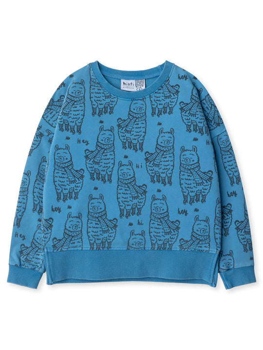 Minti kids clothing. Super cosy crew with drop shoulder detail and split hem. 2x2 Rib at the neck and hem. 260 Gram // 95% Cotton // 5% Elastane.
