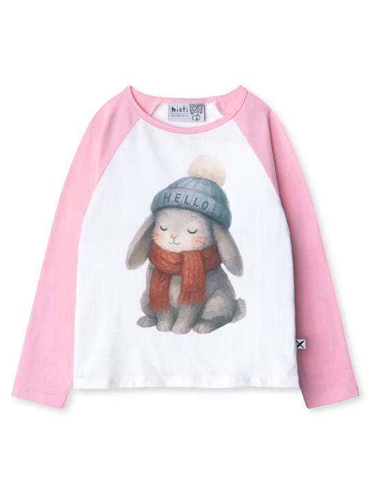 Minti kids clothing. Luxe raglan tee with contrast sleeves and neck. 190 Gram // 95% Cotton // 5% Elastane.