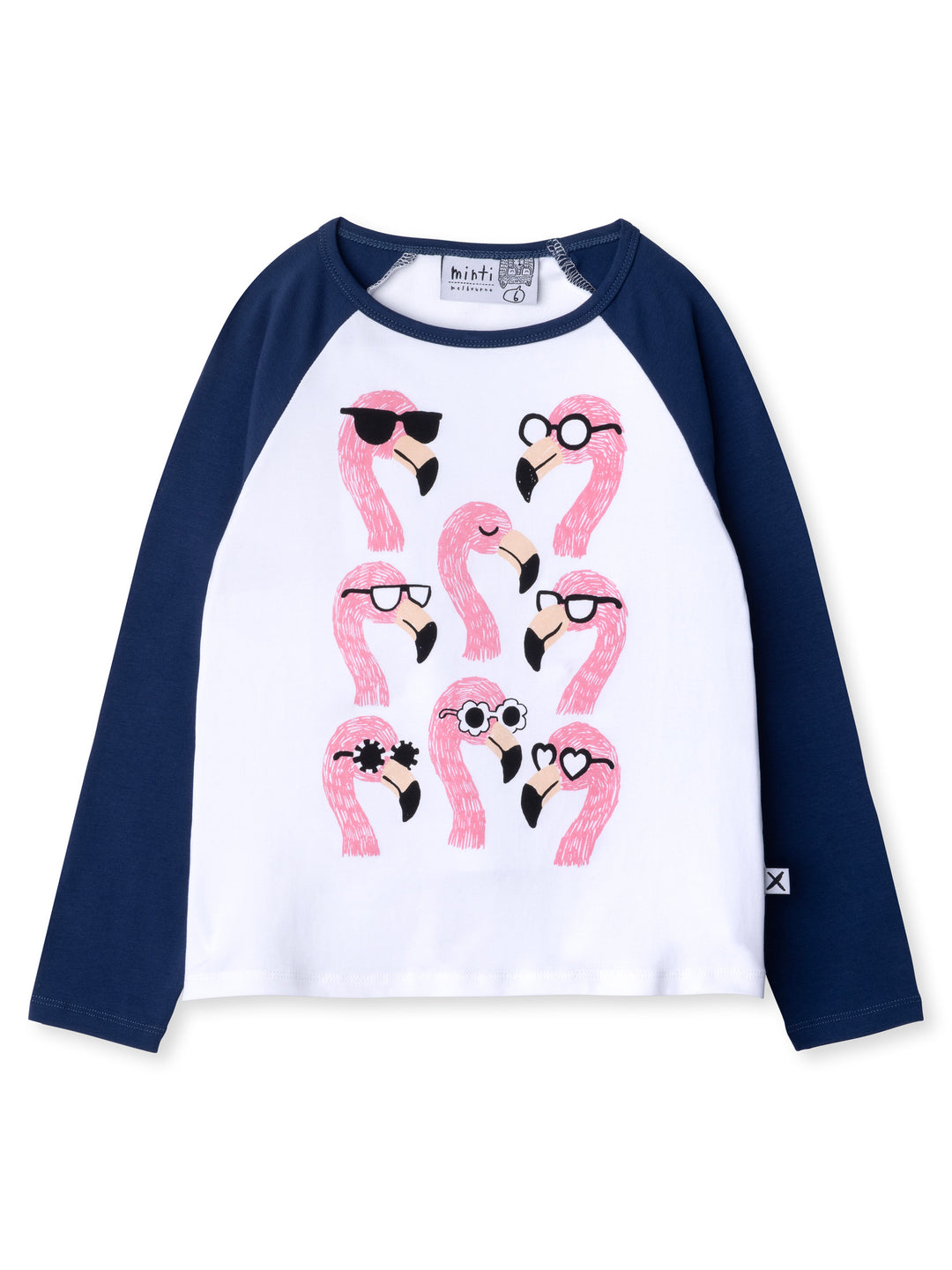 Minti kids clothing. Luxe raglan tee with contrast sleeves and neck. 190 Gram // 95% Cotton // 5% Elastane.