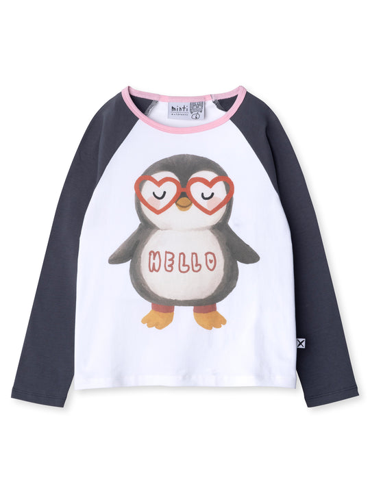 Minti kids clothing. Luxe raglan tee with contrast sleeves and neck. 190 Gram // 95% Cotton // 5% Elastane.