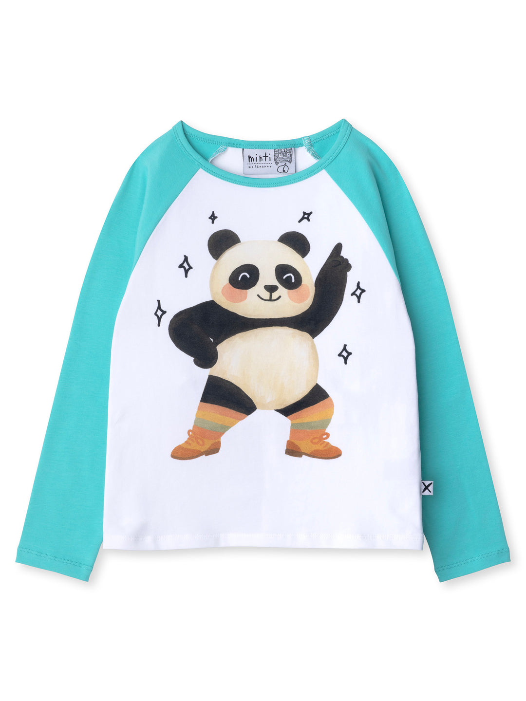 Minti kids clothing. Luxe raglan tee with contrast sleeves and neck. 190 Gram // 95% Cotton // 5% Elastane.