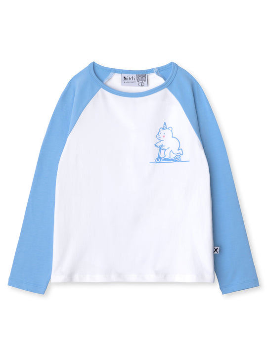 Minti kids clothing. Luxe raglan tee with contrast sleeves and neck. 190 Gram // 95% Cotton // 5% Elastane.