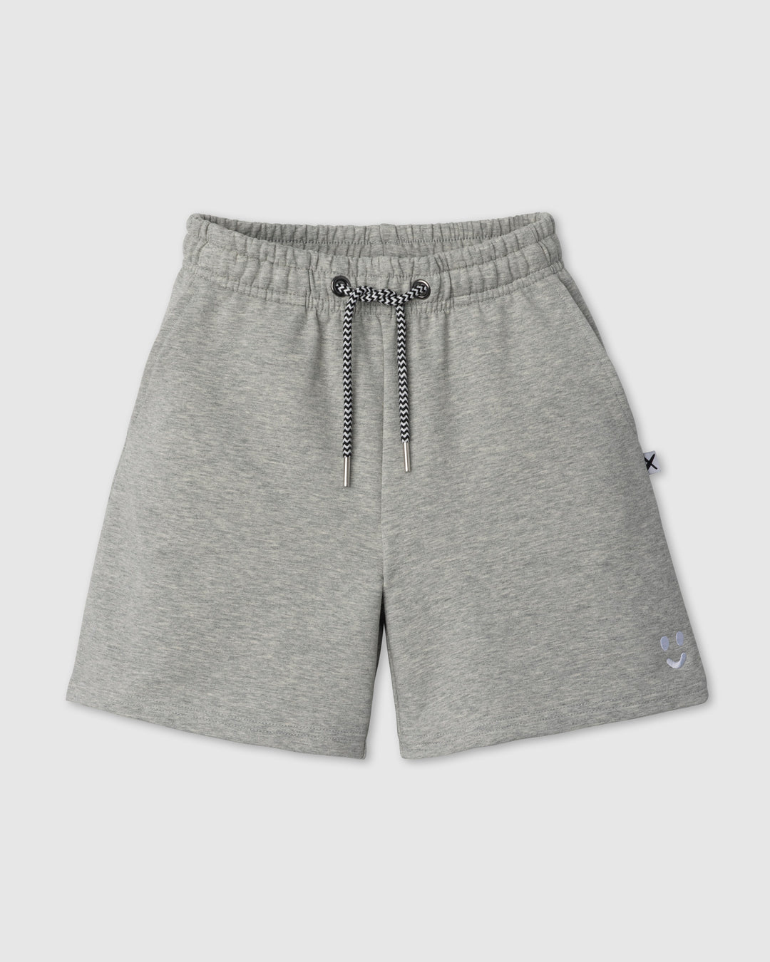 Smile Short in grey marle, kids shorts by Minti, flat lay