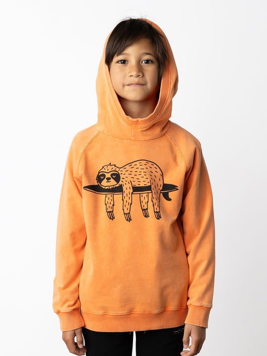 Minti kids clothing. Super comfy lightweight hoodie with side pockets and higher neck. 260 Gram // 95% Cotton // 5% Elastane.