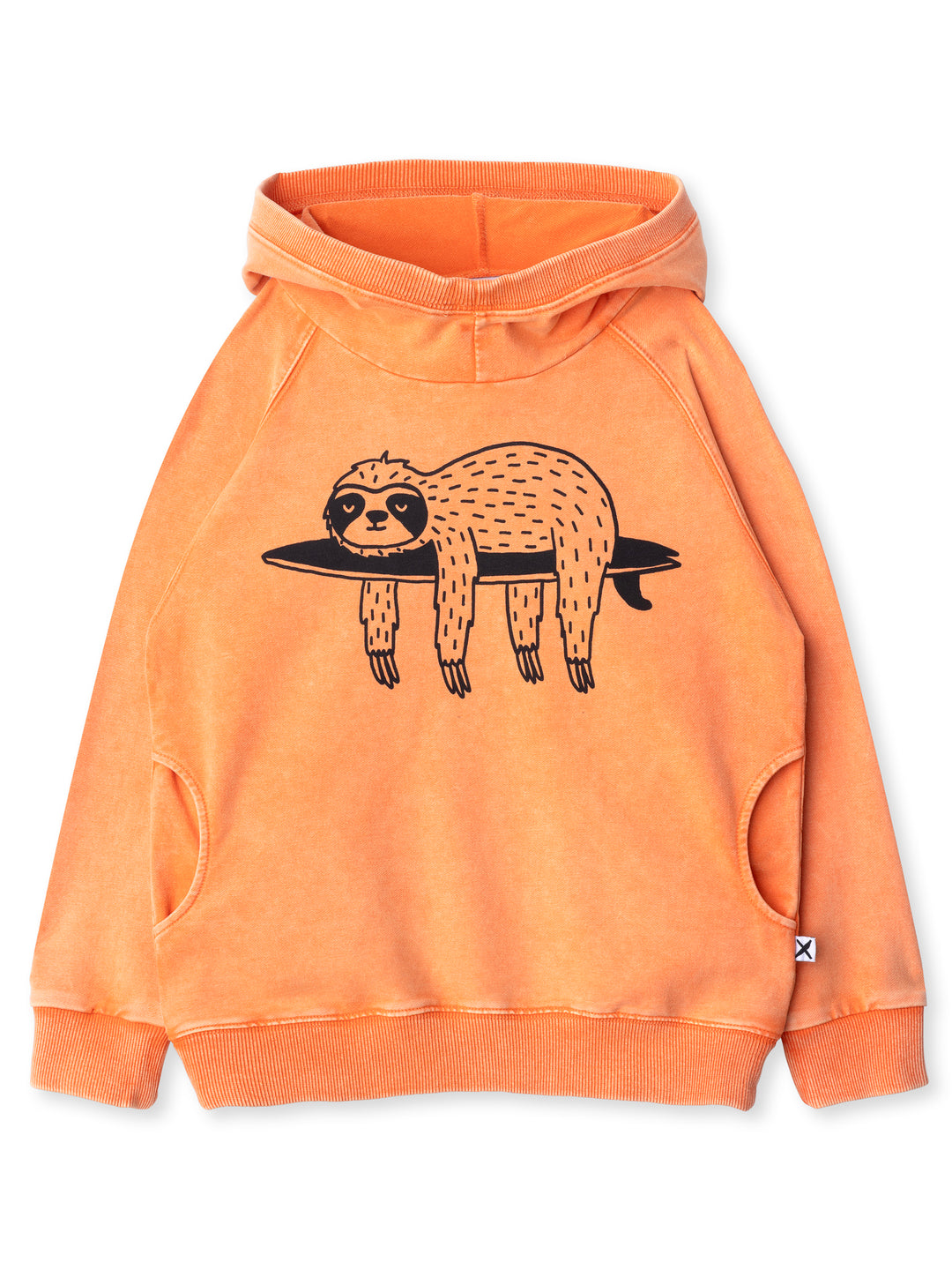 Minti kids clothing. Super comfy lightweight hoodie with side pockets and higher neck. 260 Gram // 95% Cotton // 5% Elastane.