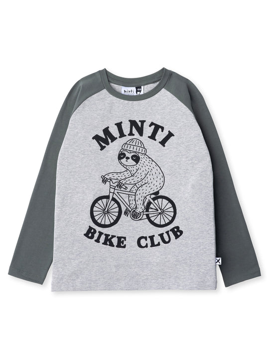 Minti kids clothing. Luxe raglan tee with contrast sleeves and neck. 190 Gram // 95% Cotton // 5% Elastane.