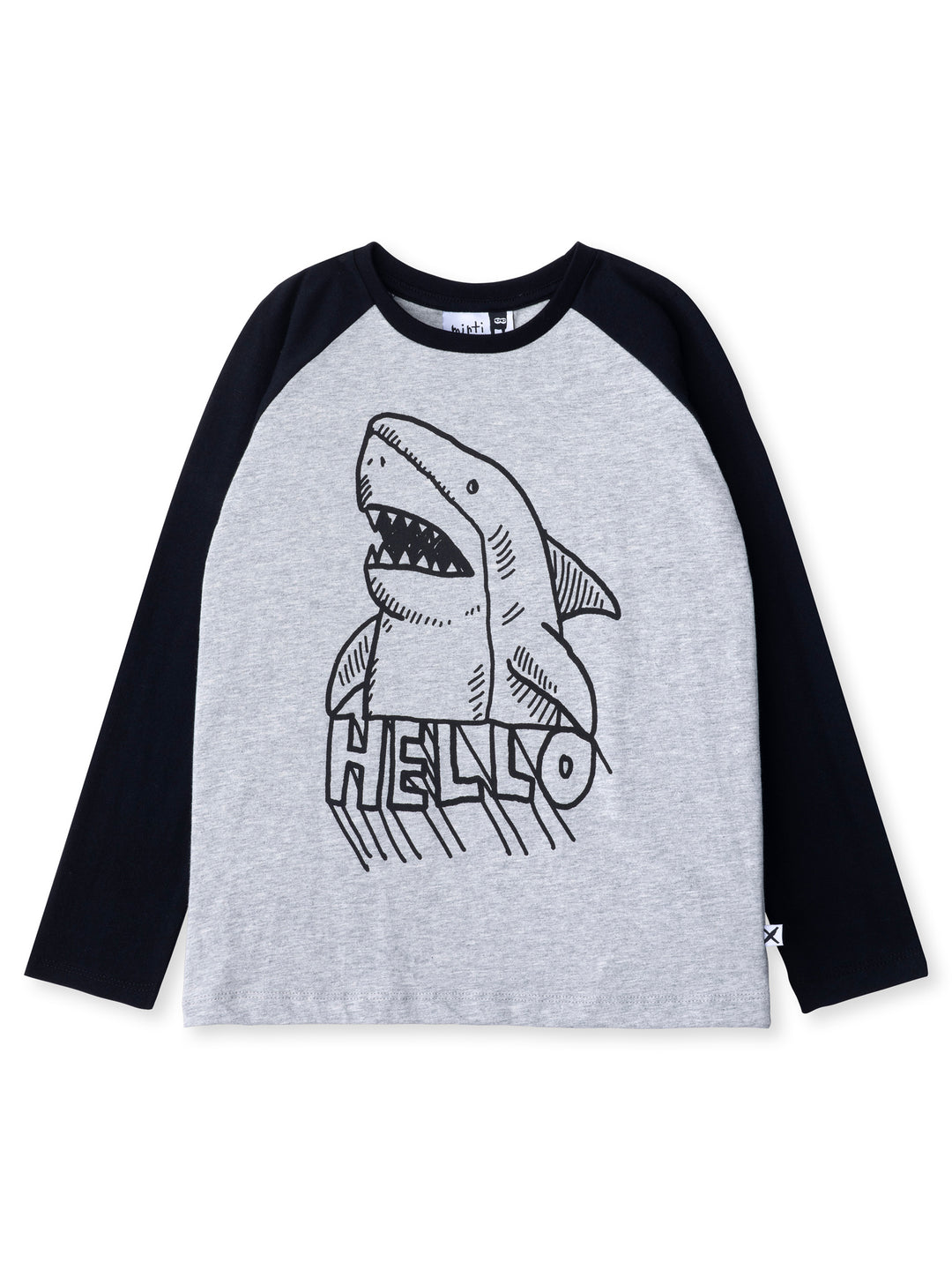Minti kids clothing. Luxe raglan tee with contrast sleeves and neck. 190 Gram // 95% Cotton // 5% Elastane.