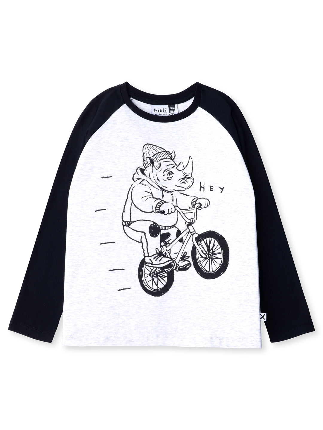 Minti kids clothing. Luxe raglan tee with contrast sleeves and neck. 190 Gram // 95% Cotton // 5% Elastane.