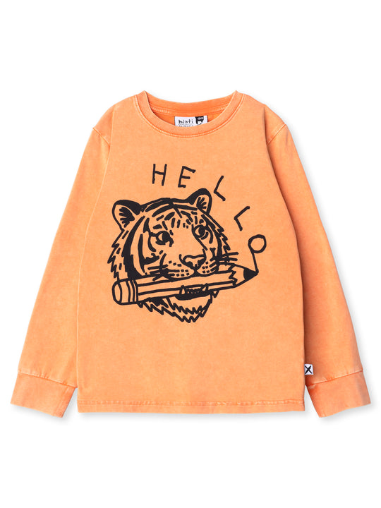 Minti kids clothing. Super luxe tee with self cuffs. 190 Gram // 95% Cotton // 5% Elastane.