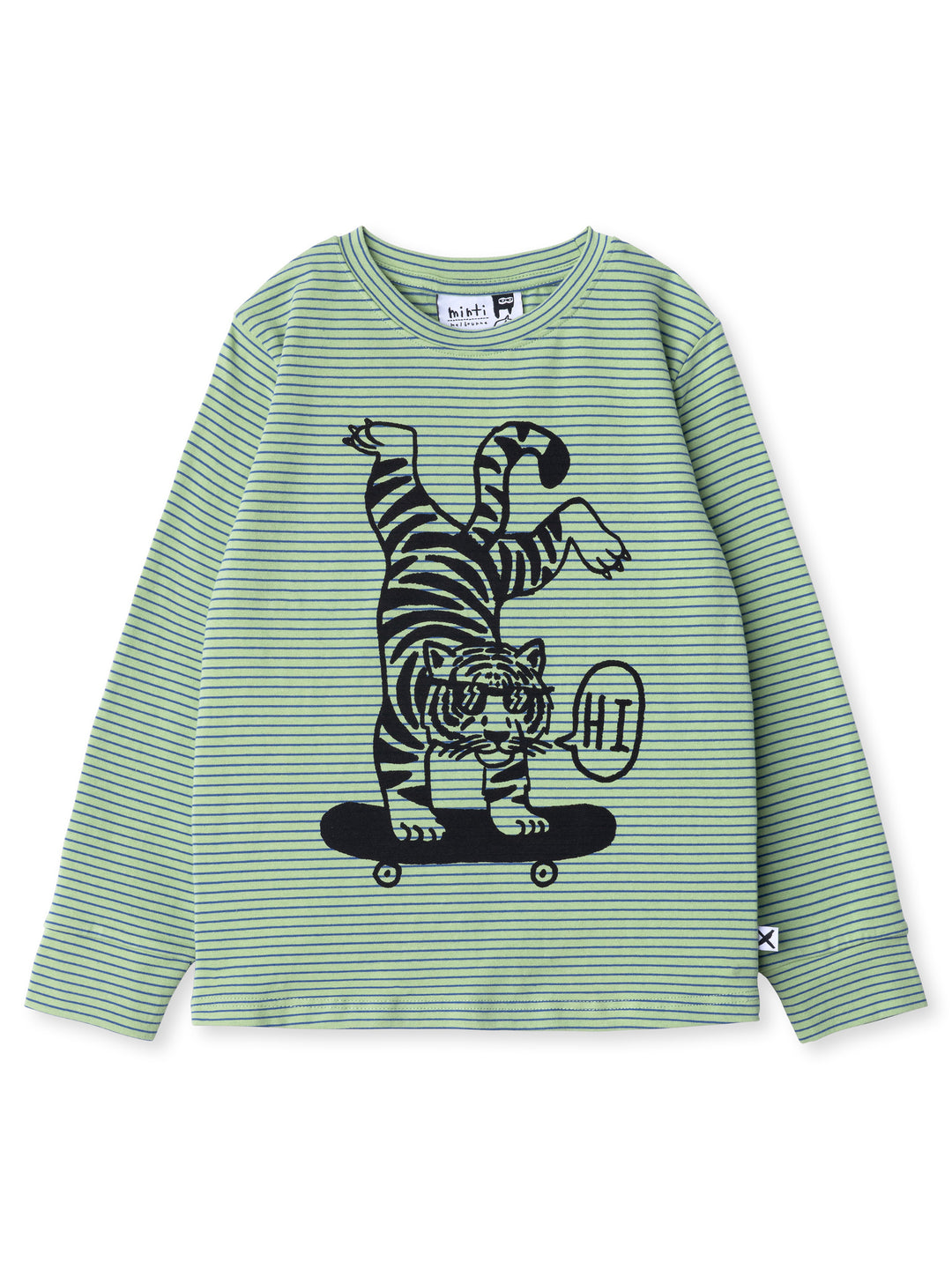 Minti kids clothing. Super luxe tee with self cuffs. 190 Gram // 95% Cotton // 5% Elastane.
